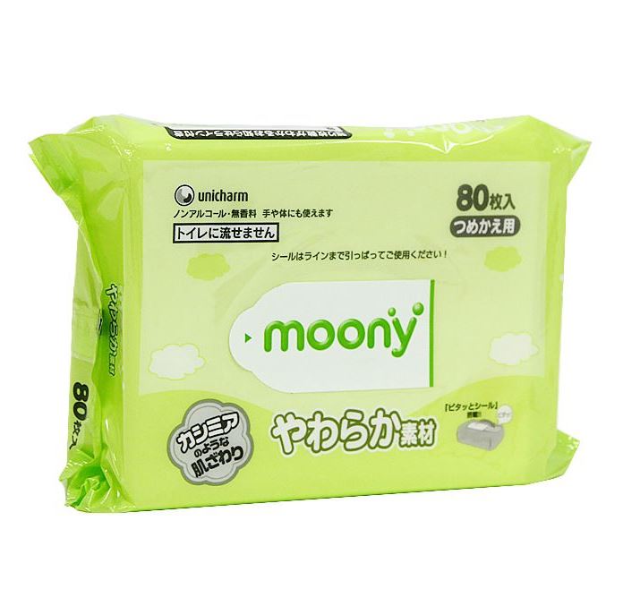 Влажные мягкие салфетки для детей Moony запасной блок 80 шт