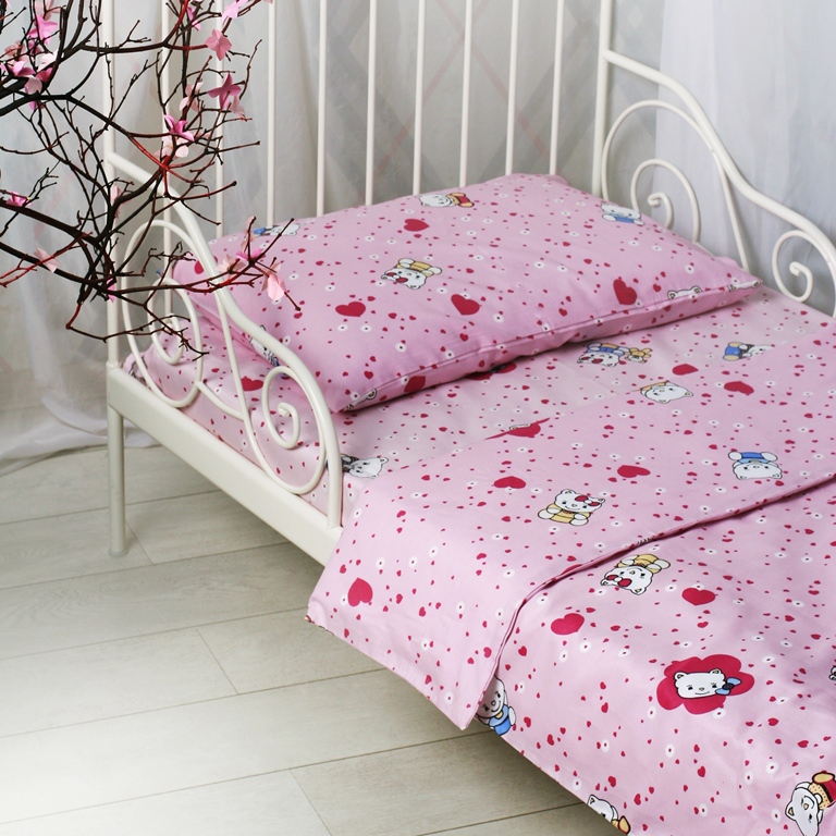Детское постельное белье в кроватку Greenstork  "Китти" (простынь 145*215 см пододеяльник 145*205 см наволочка 50*70 см) 100% хлопок-сатин
