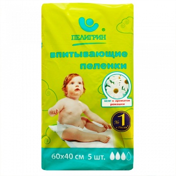 Пеленки впитывающие детские Пелигрин Ромашка 40х60 см 5шт