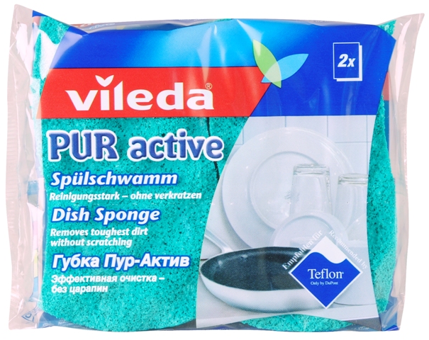 Губка для посуды Vileda "ПУР-Актив" 2 шт