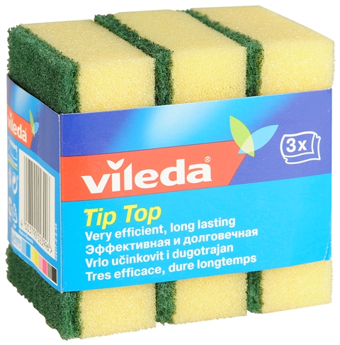Губка для мытья Vileda классическая "Тип-Топ" 3 шт