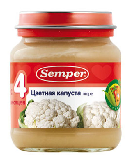 Пюре детское Semper цветная капуста 125 г с 4 мес.