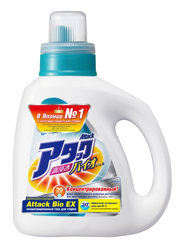 Гель для стирки Attack BioEX Концентрированный универсальный (бутылка 0.9кг)