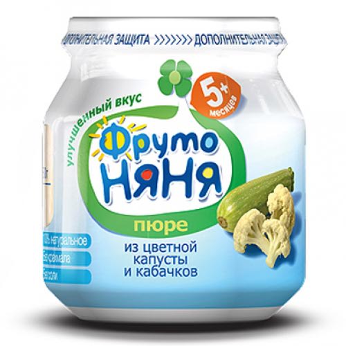 Детское пюре Фрутоняня цветная капуста и кабачок 80 г