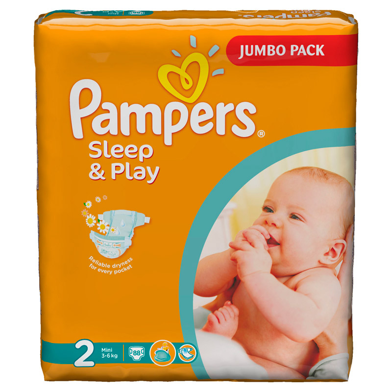 Подгузники Pampers Sleep &amp; Play Mini (3-6 кг) Джамбо Упаковка 88 шт