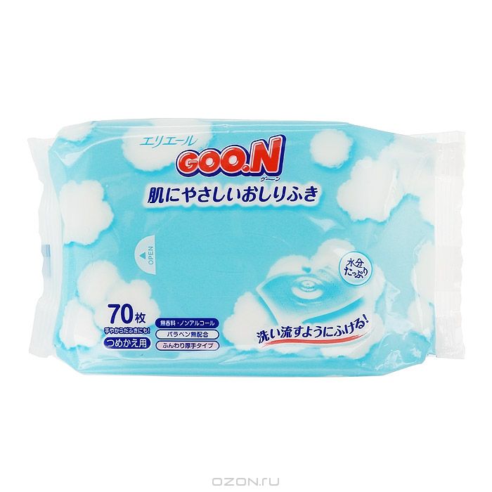Влажные салфетки для детей Goo.N запасной блок 70 шт