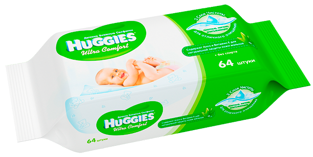Салфетки детские влажные Huggies Ultra Comfort + Aloe 64 шт