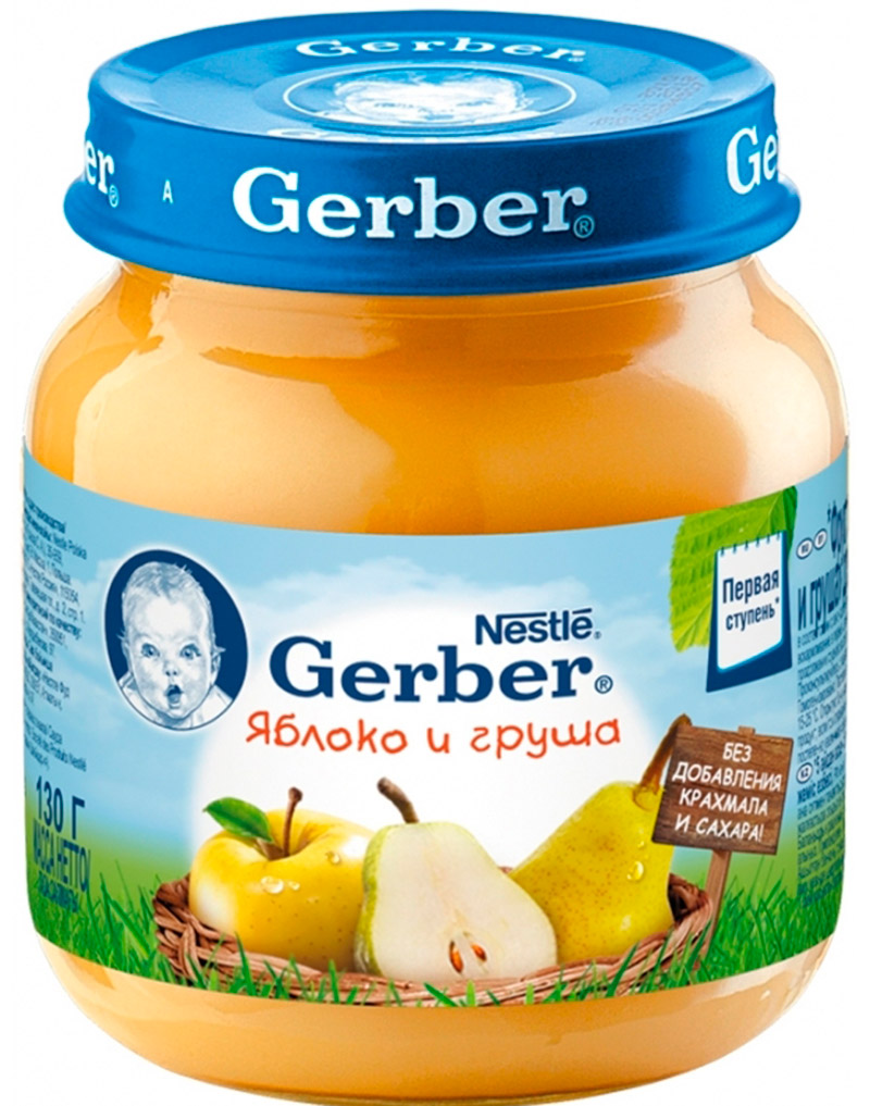 Детское пюре Gerber яблоко и груша 1 ступень 130 г