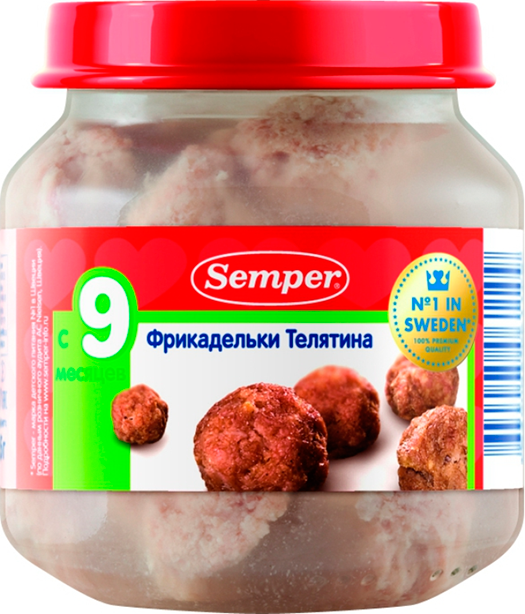 Детское пюре Semper фрикадельки телятина с 9 мес. 125 г