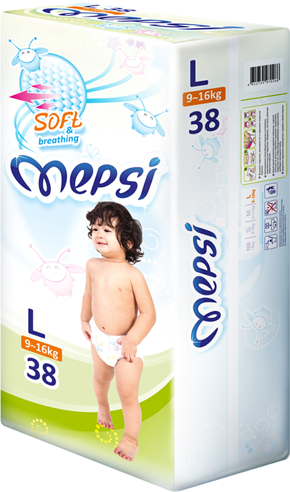 Подгузники Mepsi размер L (9-16 кг) 38 шт