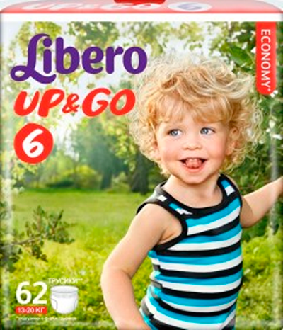 Трусики Libero up&go гига экстра лардж (13-20кг) 62 шт