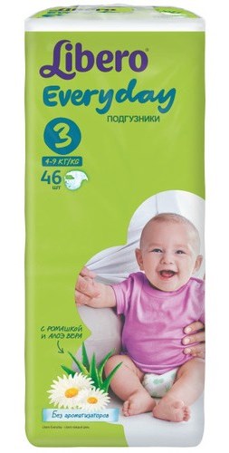 Подгузники Libero Every Day размер M (4-9 кг) с ромашкой 46 шт