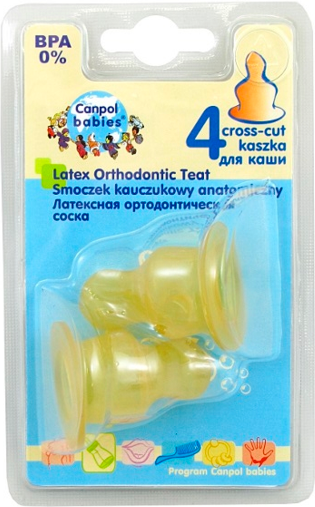 Соска Canpol Babies латексная ортодонтическая 2 шт. №4 для каши с 6 мес. 