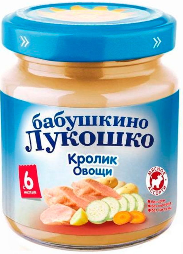 Детское пюре Бабушкино Лукошко рагу овощи с кроликом с 6 мес. 100 г