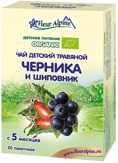 Чай детский Fleur Alpine травяной Organic черника и шиповник с 5 мес. 30 г