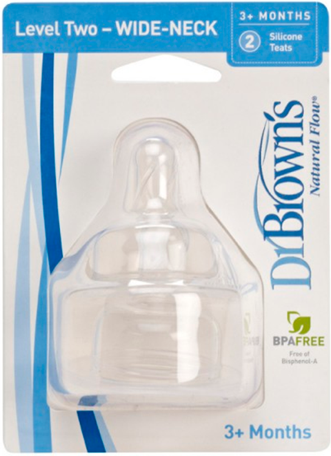 Соска Dr.Browns  силиконовая, с широким горлышком 3-6 мес. 2 шт