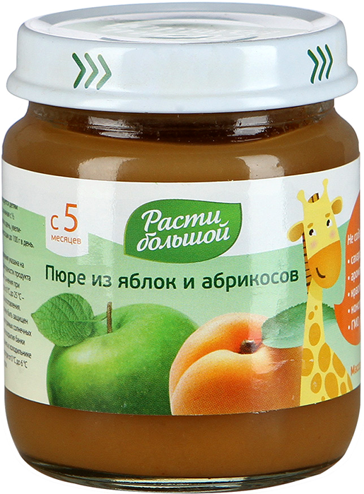 Детское пюре Расти Большой Яблоко абрикос с 5 мес. 100 г