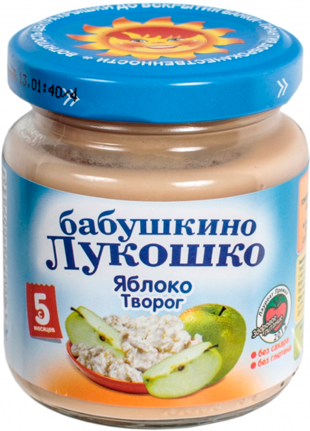 Детское пюре Бабушкино Лукошко Яблоко творог с 5 мес. 100 г