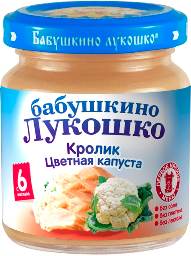 Детское пюре Бабушкино Лукошко Кролик цветная капуста с 6 мес. 100 г