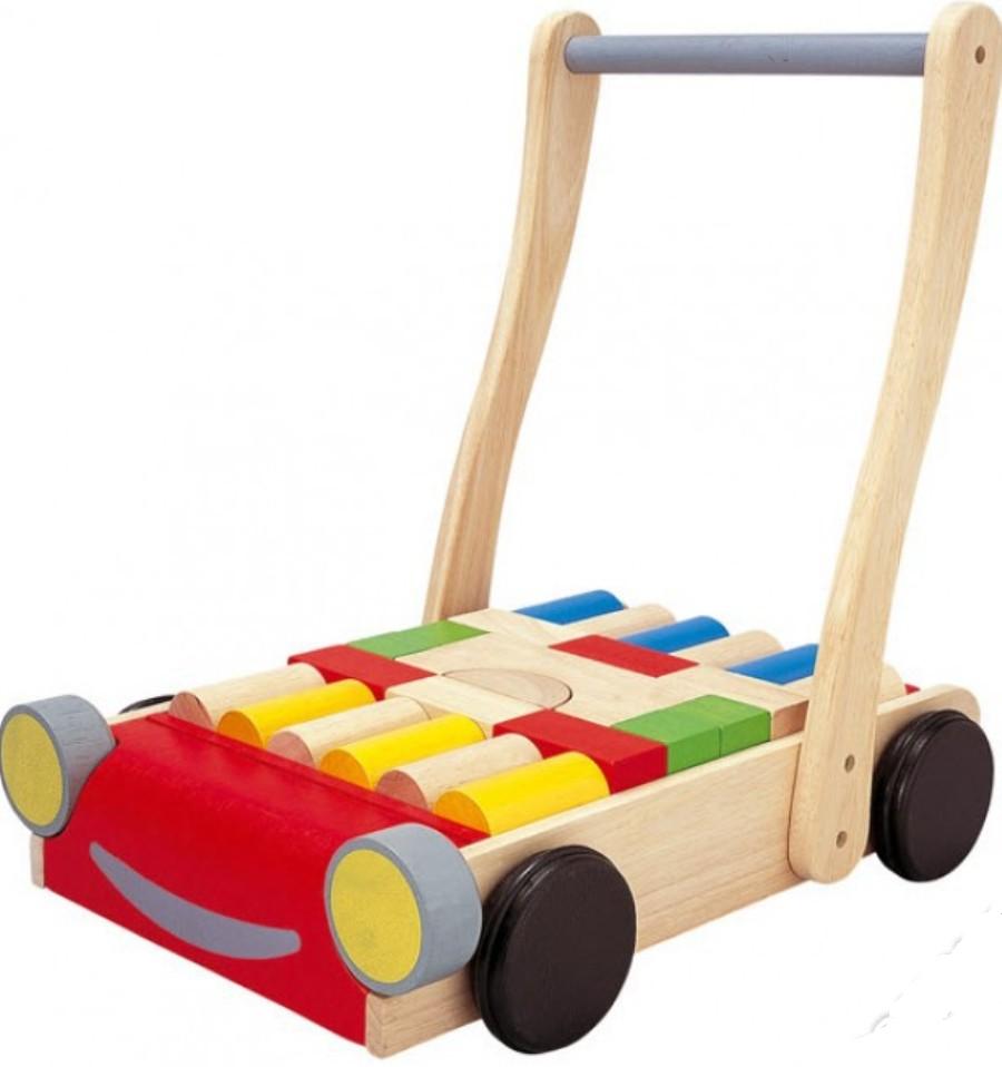 Игрушка деревянная Plan Toys Тележка с блоками 5123