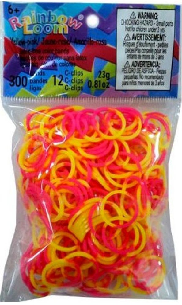 Резинки силиконовые Rainbow loom Неоновый Розовый/Желтый B0044