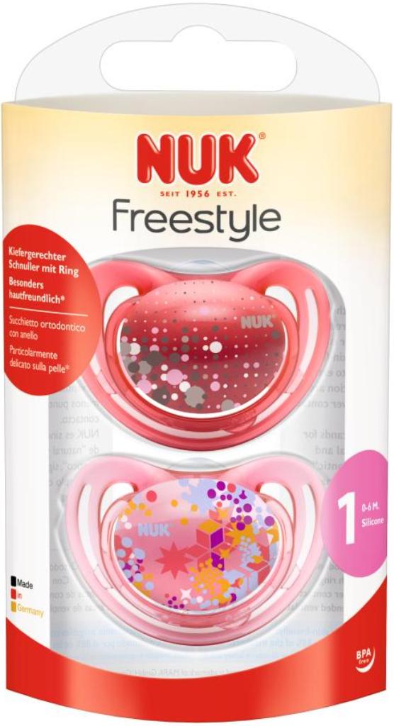 Пустышка Nuk FREESTYLE силиконовая р. 1 с рождения (2 шт)