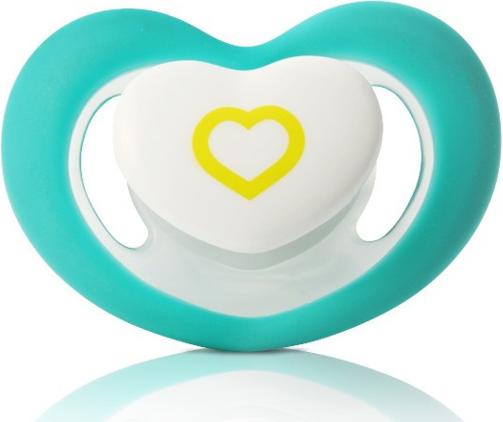 Пустышка BabyOno силиконовая 0-6 мес (голубое сердечко)
