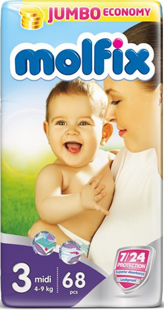 Подгузники Molfix Midi (4-9 кг) 68 шт