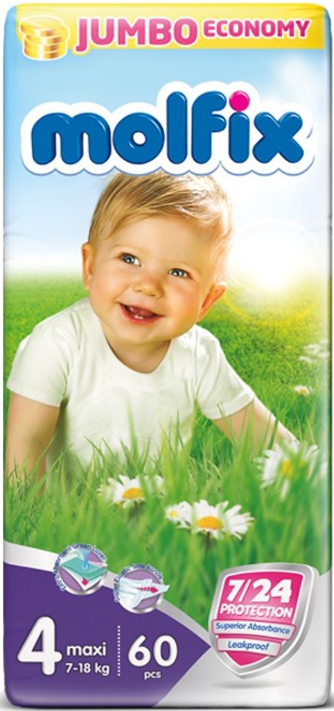 Подгузники Molfix Maxi (7-14 кг) 60 шт