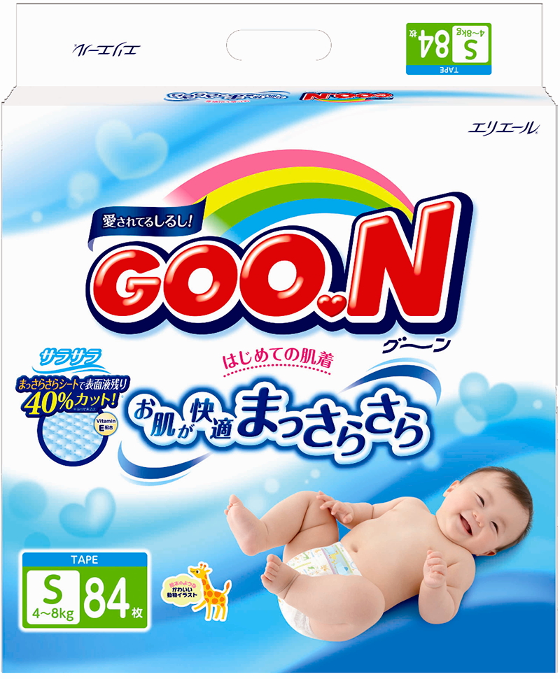 Подгузники Goo.N размер S (4-8 кг) 84 шт