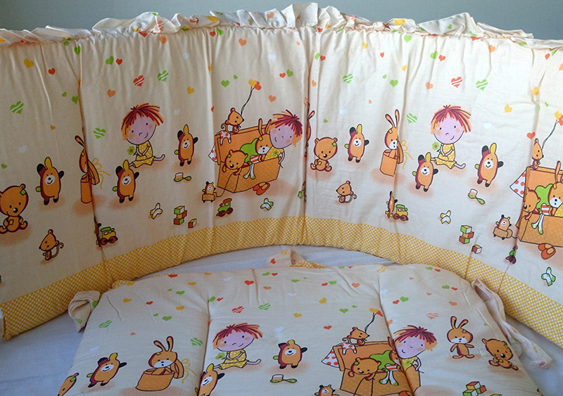 Бампер в кроватку ToyMart высокий бежевый К-Б3/Т-М