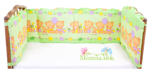 Бампер в кроватку ToyMart высокий зеленый К-Б3