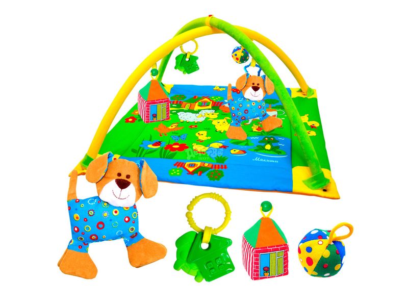 Детский развивающий коврик Мякиши с дугами"Лужайка"(с собачкой) 191
