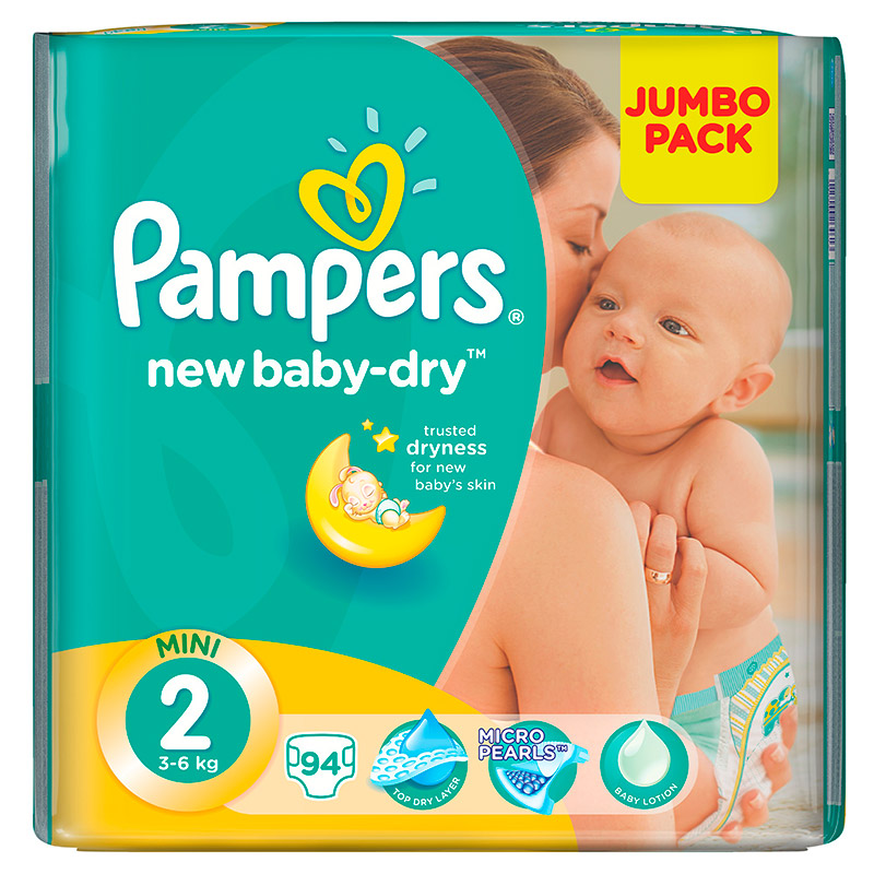 Подгузники Pampers New Baby-Dry 3-6 кг 2 размер 94 шт