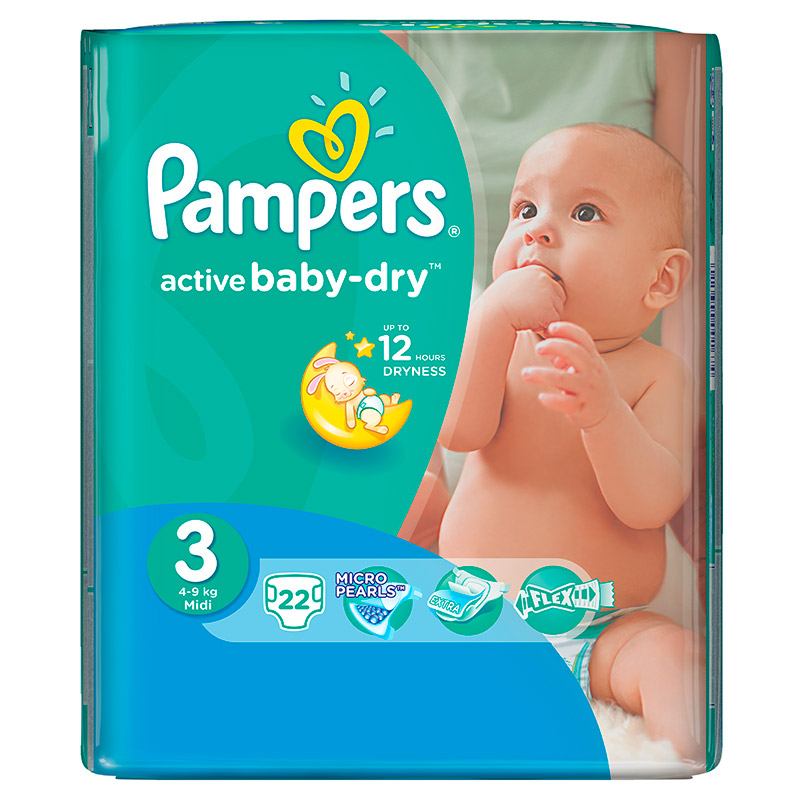 Подгузники Pampers Active Baby-Dry 4-9 кг 3 размер 22 шт