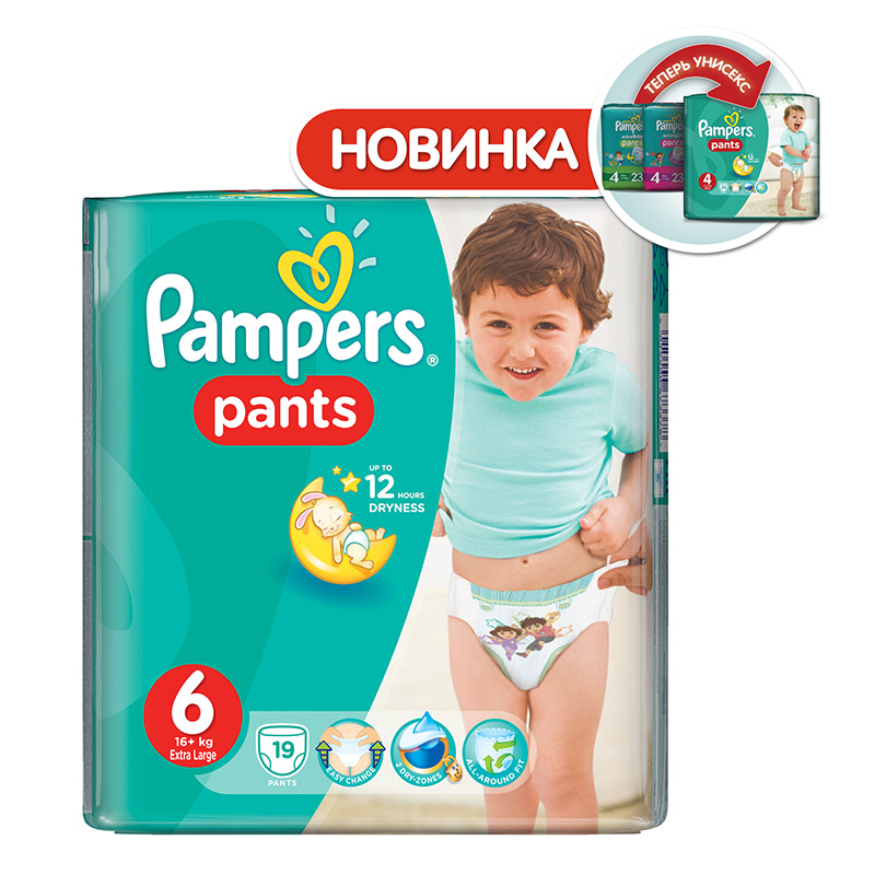 Трусики Pampers Pants 6 размер 16+ кг 19 шт