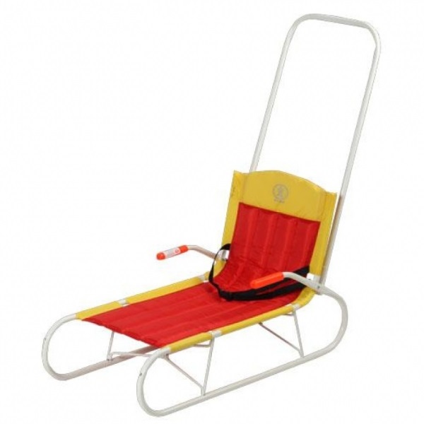 Санки детские складные с толкателем Дэми оранжевый СДС.02