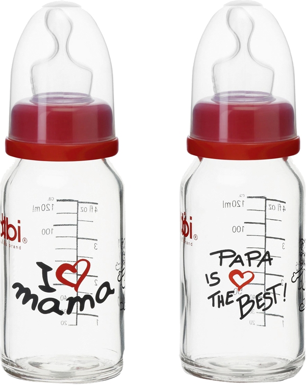 Бутылочка для кормления Bibi стеклянная с ортодонтической соской силикон с 0 мес. 120 мл