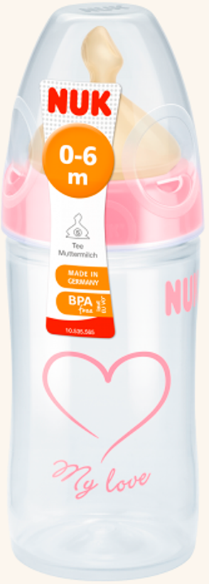 Бутылочка Nuk First Choice New Classic  из ПП 150 мл + FC + соска из латекса со средним отверстием для пищи "М" размер 1 с 0 мес.