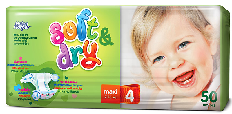 Подгузники Helen Harper Soft Dry maxi (7-18 кг) 50 шт