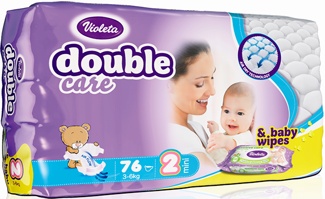 Подгузники Violeta размер S (3-6 кг) 76 шт