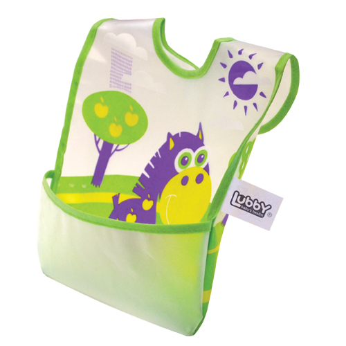 14076 Нагрудник "В мире животных" Lubby детский с карманом на липучке  от 6 мес. 