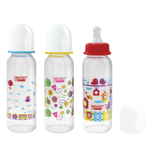 Бутылочка для кормления Lubby Малыши и малышки от 0 мес. с соской 250 мл. полипропилен силикон 12022