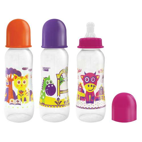 Бутылочка для кормления Lubby Русские мотивы от 0 мес. с соской 240-250 мл. полипропилен силикон 12019