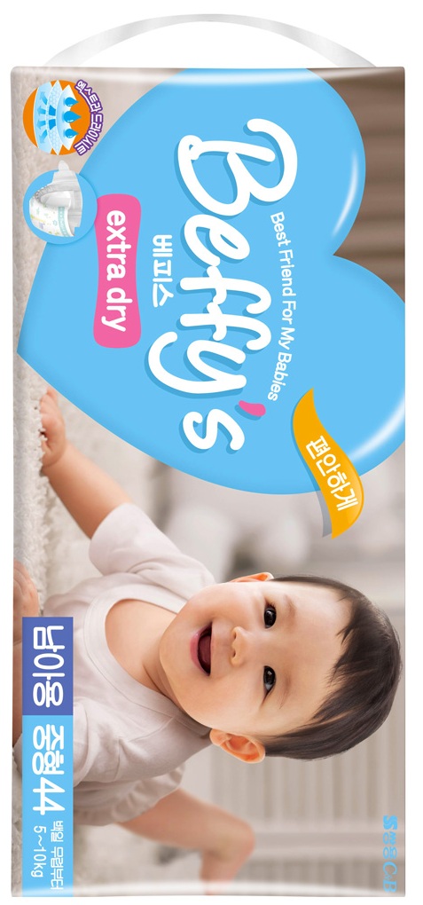 Подгузники Beffys extra dry для мальчиков М (5-10 кг) 44 шт