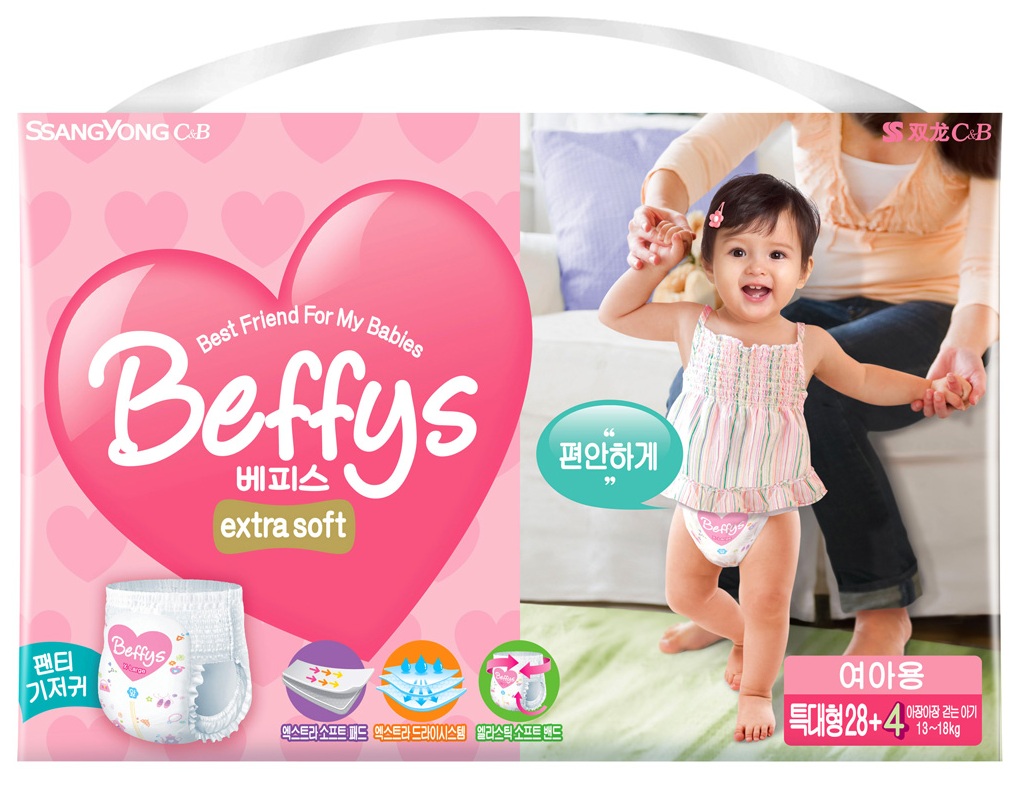 Трусики Beffys extra soft для девочек XL (13-18 кг) 32 шт