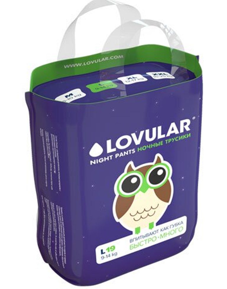 Трусики ночные Lovular размер L (9-14 кг) 19 шт