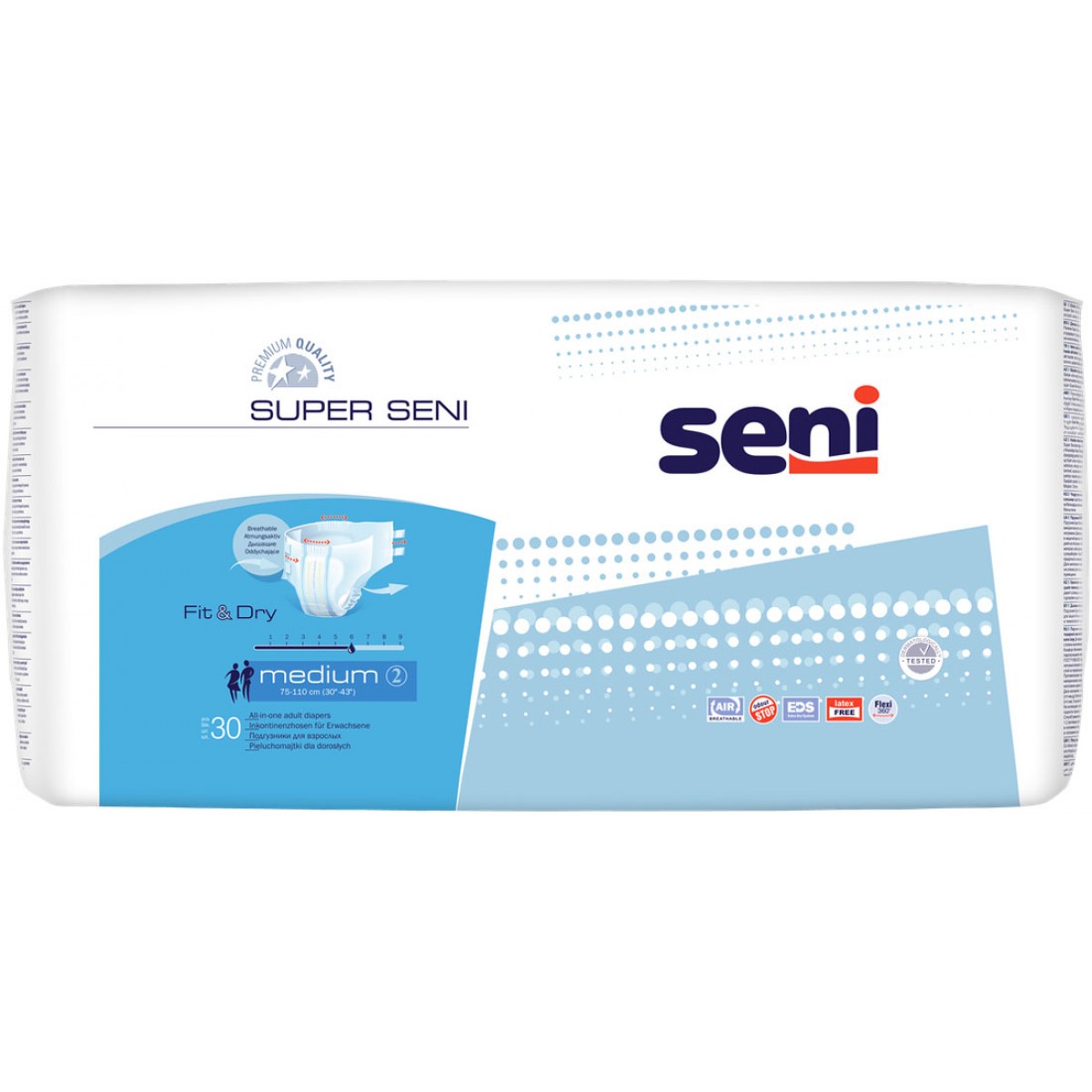 Подгузники Super Seni 2 medium дневные, талия 75-110 см (30 шт) SE-094-ME30-A01
