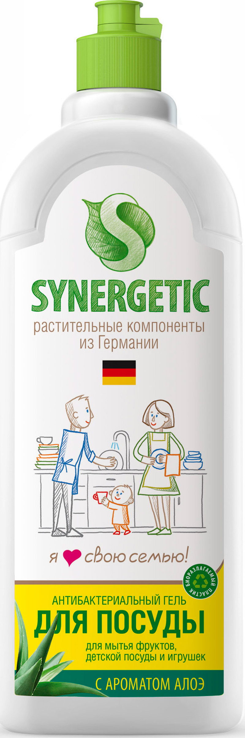 Средство для мытья посуды и фруктов Synergetic АЛОЕ, флакон 1л