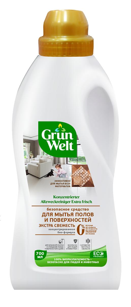 Средство безопасное для мытья полов и поверхностей GrunWelt Экстра свежесть 700 мл